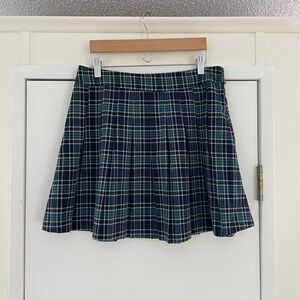 Plaid Pleated Skirt in Blue and Green